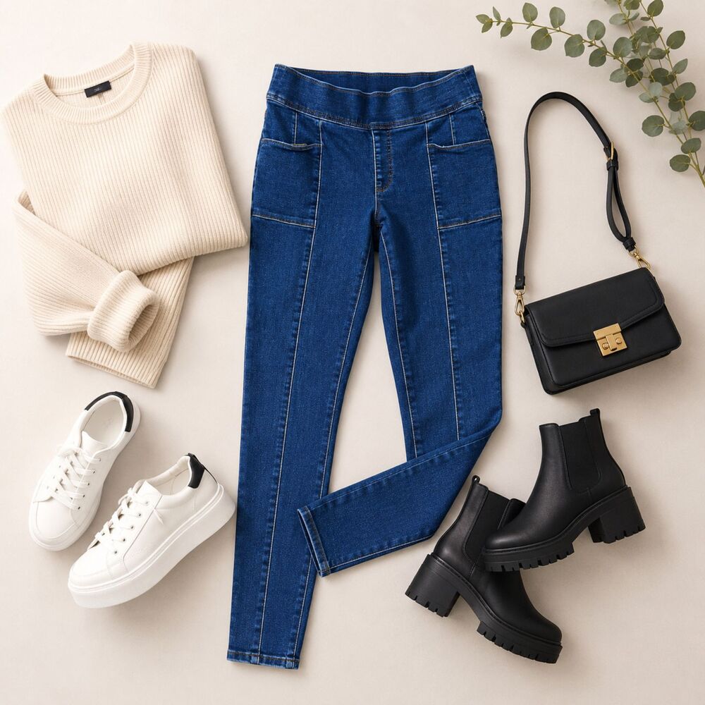 INC International Concepts Skinny Jeans Blue Pull On Jeggings Women’s 12